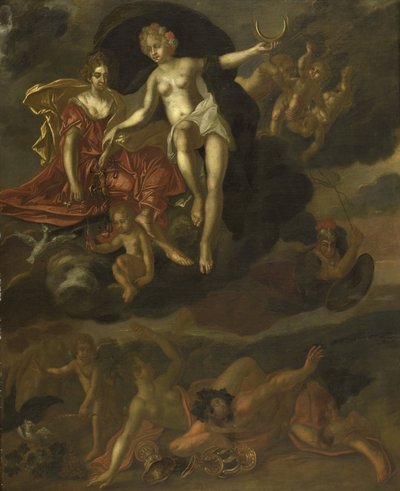 Diana y Virtus castigan a Venus y Baco de T. van Malsen