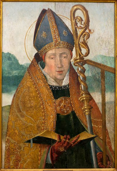 San Blas - Pintura del taller de Fray Carlos (pintor flamenco activo entre 1517 y 1544), óleo sobre madera, hacia 1530 (San Blas, del taller de Fray Carlos (activo entre 1517-1544), óleo sobre tabla, hacia 1530) - Museo de Évora (Portugal) de Taborda Vlame Frey (worshop of) Carlos