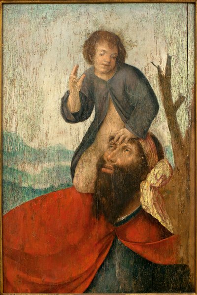 San Cristóbal - Pintura del taller de Fray Carlos (pintor flamenco activo entre 1517 y 1544), óleo sobre madera, hacia 1530 (San Cristóbal, del taller de Fray Carlos (activo entre 1517-1544), óleo sobre tabla, hacia 1530) - Museo de Évora de Taborda Vlame Frey (worshop of) Carlos