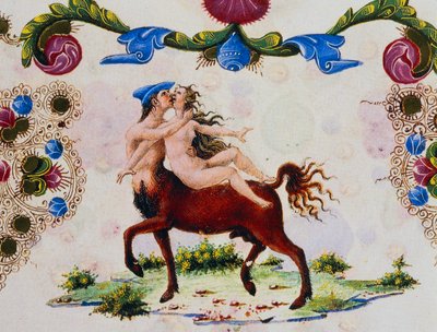 Centauro y figura femenina, Volumen II f 287, v, Biblia de Borso d