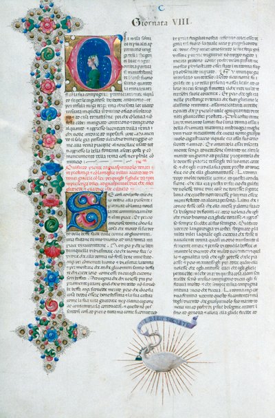 Página de manuscrito iluminado del Decamerón, por Giovanni Boccaccio, italiano, c1467 de Taddeo Crivelli
