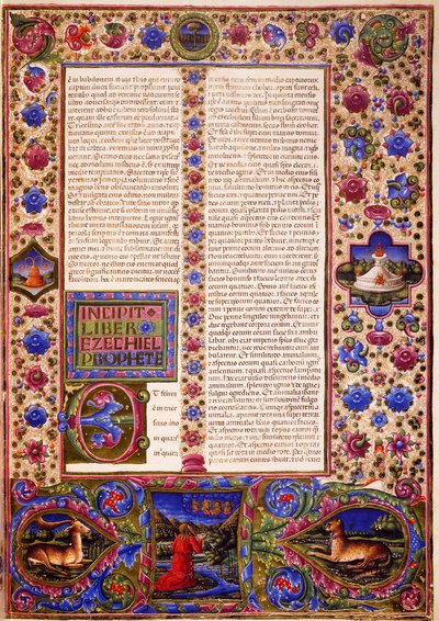 Incipit del Libro de Ezequiel, del Volumen II de la Biblia de Borso d