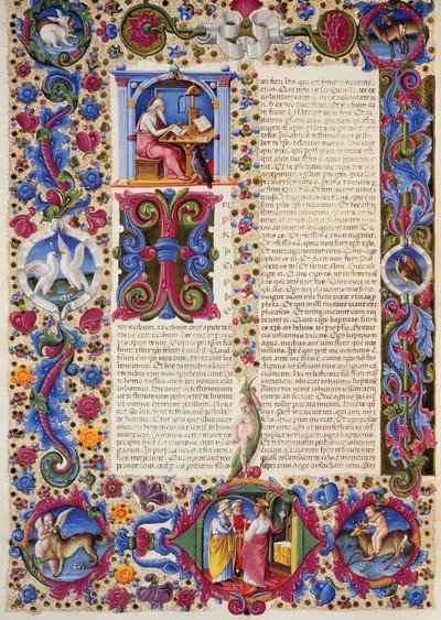 Incipit del Evangelio según Juan, del Volumen II de la Biblia de Borso d
