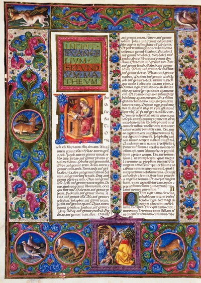 Incipit del Evangelio según Mateo, del Volumen II de la Biblia de Borso d