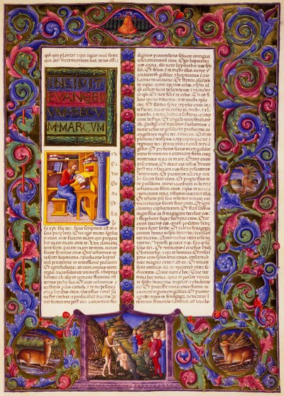 Incipit del Evangelio de Marcos, del Volumen II de la Biblia de Borso d