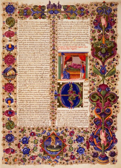 Incipit del primer Libro de los Reyes, del Volumen I de la Biblia de Borso d
