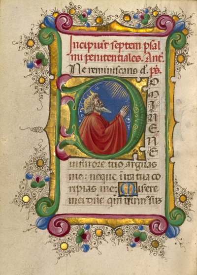 Inicial D: David en oración de Taddeo Crivelli