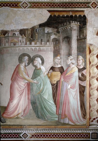El encuentro de Ana y Joaquín en la Puerta Dorada (detalle) de Taddeo Gaddi