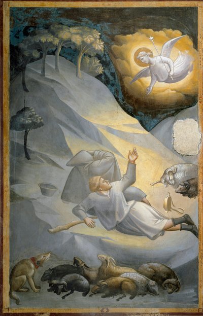 La Anunciación a los Pastores, del ciclo de la vida de la Virgen (fresco) de Taddeo Gaddi