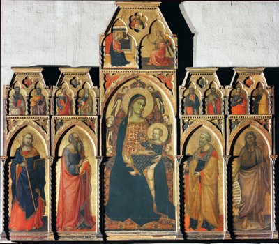 Virgen con niño con San Santiago el Mayor, San Juan Evangelista, San Pedro y San Juan Bautista de Taddeo Gaddi