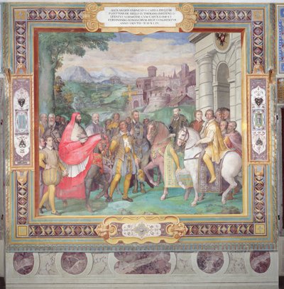 Carlos V (1500-58) con Alessandro Farnese (1546-92) en Worms, de la 