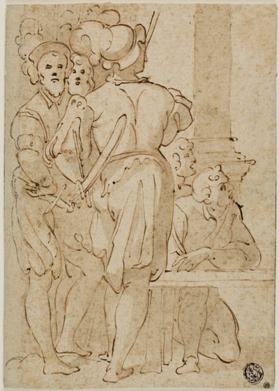 Soldados de pie y figuras arrodilladas de Taddeo Zuccaro