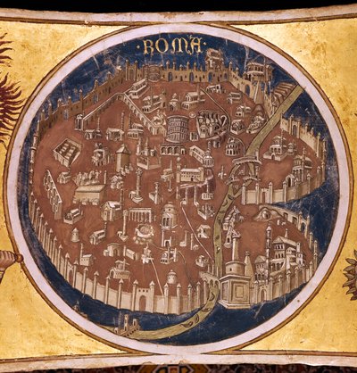 Mapa perspectivo de Roma con los monumentos de la antigüedad, 1414 de Taddeo di Bartolo