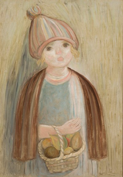 Niña con una cesta de peras de Tadeusz Makowski