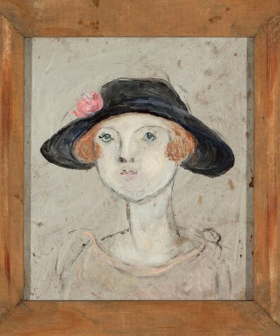 Cabeza de mujer con sombrero negro de Tadeusz Makowski