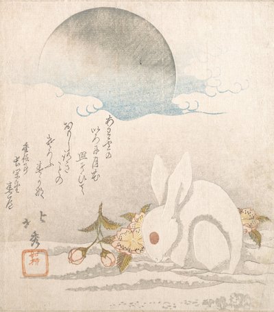 Luna, Liebre Blanca en la Nieve, probablemente 1819 de Taisosai Hokushu