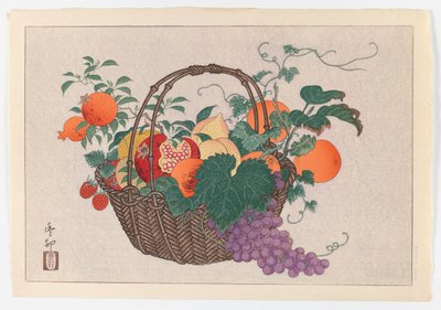 Naturaleza muerta con cesta de fruta, c.1930 (impresión) de Taisu Taisu