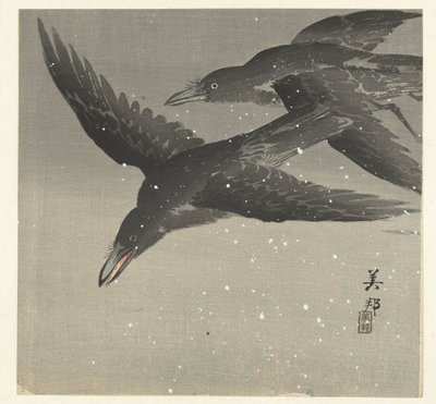 cuervos en la nieve de Takahashi Biho