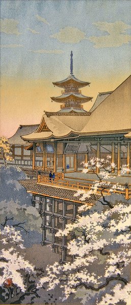 Templo y árbol en flor de Takahashi  Hiroaki