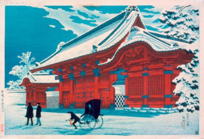 La puerta roja de Hongo en la nieve de Takahashi Hiroaki