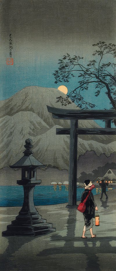 Lago Hakone a la luz de la luna de Takahashi Hiroaki