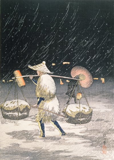 Nieve nocturna, c.1930s de Takahashi Hiroaki