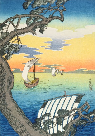 Barcos regresando, c.1930s de Takahashi Hiroaki