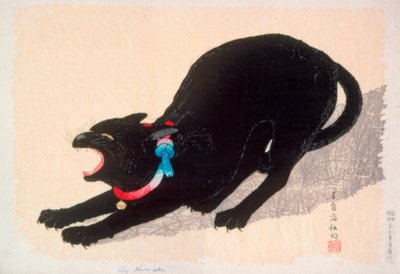 Gato negro siseante de Takahashi Hiroaki