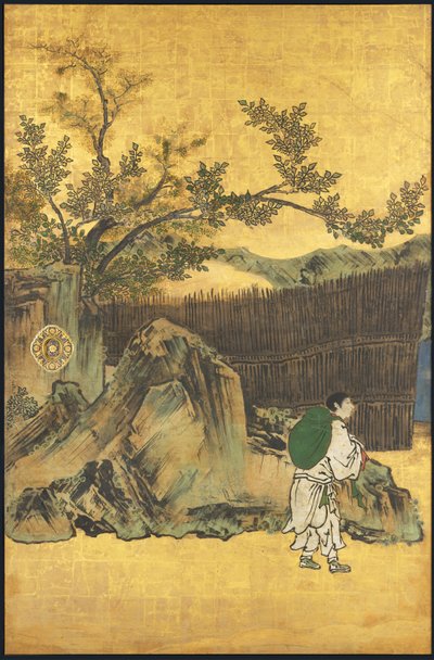 Una partida de Go, de los Cuatro
realizaciones, principios del siglo XVII (Pantalla deslizante; tinta, color y oro sobre papel) de Takanobu Kano