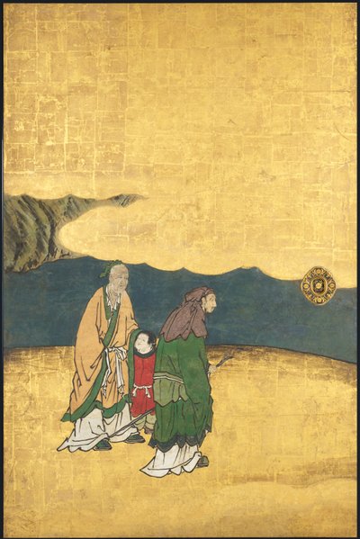 Una partida de Go, de los Cuatro
realizaciones, principios del siglo XVII (Pantalla deslizante; tinta, color y oro sobre papel) de Takanobu Kano
