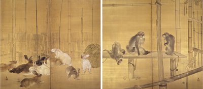 Monos y conejos de Takeuchi Seiho