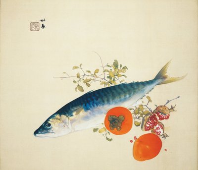 El otoño engorda peces y madura frutos silvestres, 1925 de Takeuchi Seiho