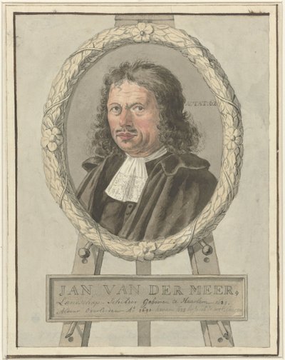 Retrato de Johannes van der Meer el Viejo, con corona de laurel sobre caballete de Tako Hajo Jelgersma (possibly)