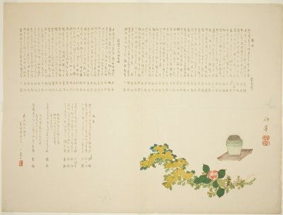 Quemador de Incienso. Crisantemos y Camelias de Tanaka Shûtei