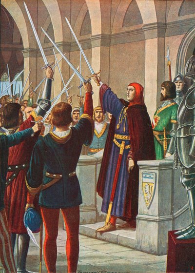 Cangrande della Scala nombrado General de la Liga Ghibellina, diciembre de 1318 de Tancredi Scarpelli