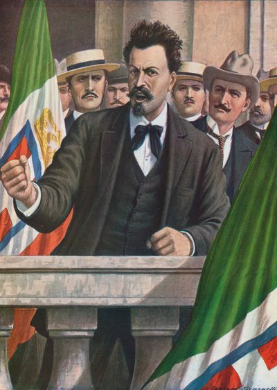 Cesare Battisti exigiendo que Italia ataque a Austria de Tancredi Scarpelli