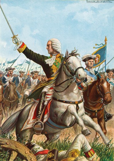 Carlos Emmanuel III en la batalla de Guastalla en 1734 de Tancredi Scarpelli