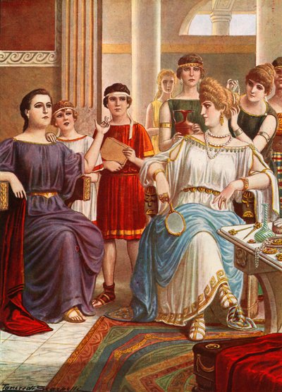 Cornelia, madre de los Gracos, muestra a sus hijos de Tancredi Scarpelli