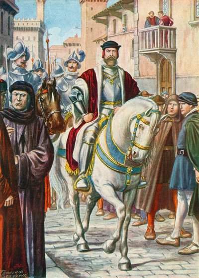 Cosimo I con sus guardias españoles y alemanes que siempre lo seguían de Tancredi Scarpelli
