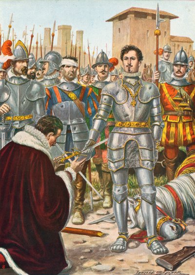 Francisco I de Francia capturado en la batalla de Pavía en 1525 de Tancredi Scarpelli