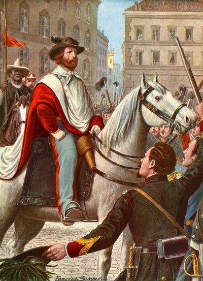 Garibaldi y su fuerza voluntaria entran para defender Roma en 1849 de Tancredi Scarpelli