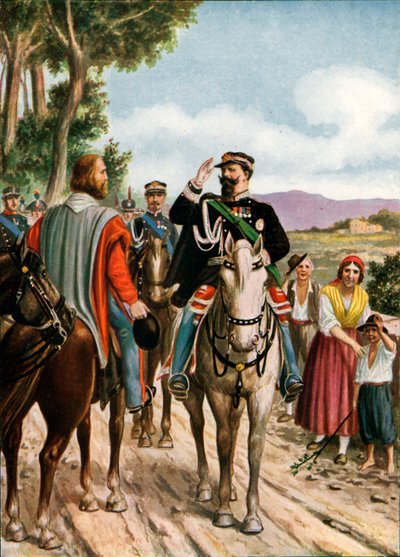 Encuentro histórico en Teano entre Víctor Manuel II y Garibaldi, 1860 de Tancredi Scarpelli
