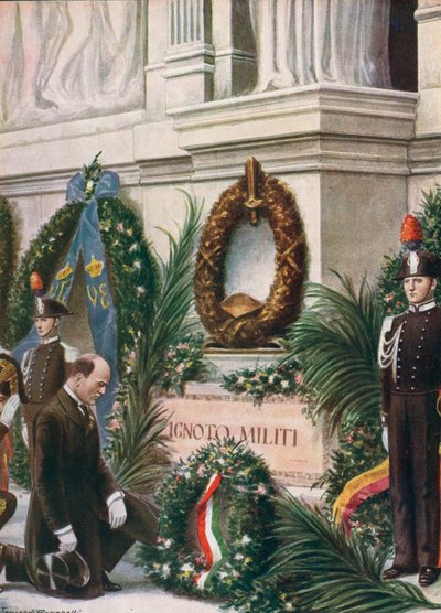 Homenaje de il Duce en la tumba del soldado desconocido de Tancredi Scarpelli