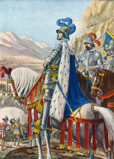 El Rey Francisco I de Francia inspeccionando los Alpes el 15 de agosto de 1515 de Tancredi Scarpelli