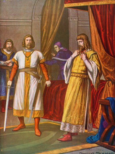 El rey Felipe de Suabia asesinado por el Conde Otto VIII de Wittelsbach en Bamberg de Tancredi Scarpelli