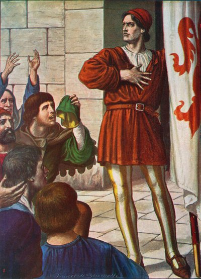 Michele di Lando frente a una multitud jubilosa, 1378 de Tancredi Scarpelli