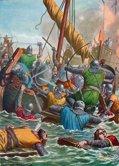 Batalla naval en 806 entre los venecianos y los francos de Tancredi Scarpelli