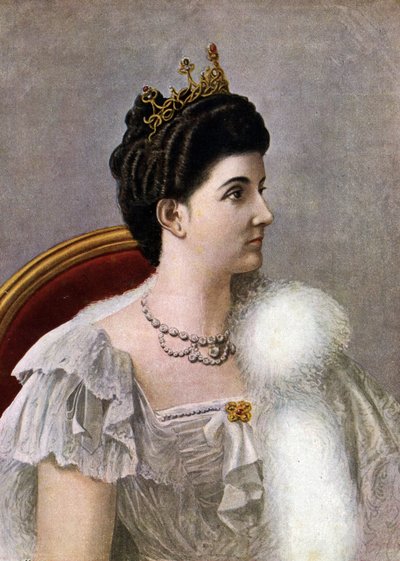Retrato de la Reina de Italia Helena (Elena) de Montenegro (1873-1952) Ilustración de Tancredi Scarpelli (1866-1937) de "Storia d
