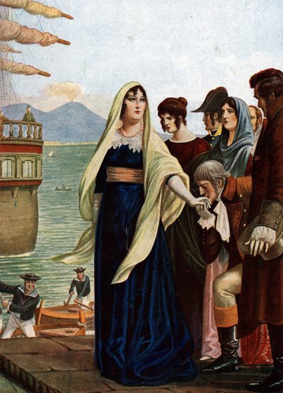 La reina de Nápoles María Carolina de Austria (1752-1814) huye de Nápoles para refugiarse en Sicilia durante la ocupación francesa de Tancredi Scarpelli
