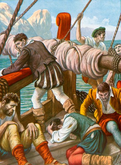 La tripulación del barco español Trinidad diezmada por el hambre y la enfermedad de Tancredi Scarpelli